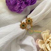 Premium AD Stone Toe Rings -Petal Green-G7591